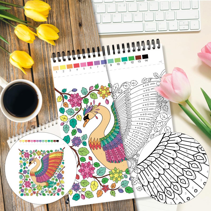 Kalysky Relaxation Adult Coloring Books - Color by Numbers,3 Coloring Books for Adult or Women,Theme - Flower,Butterfly,Animal - Image 3