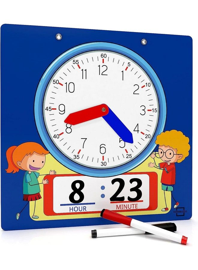Scribbledo Writable Dry Erase Learning Clock For Kids Write & Wipe Demonstration Clock For Kids Learning To Tell Time Classrooms And Homeschool Supplies - Image 1