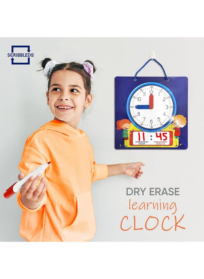 Scribbledo Writable Dry Erase Learning Clock For Kids Write & Wipe Demonstration Clock For Kids Learning To Tell Time Classrooms And Homeschool Supplies - Image 3
