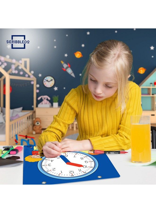 Scribbledo Writable Dry Erase Learning Clock For Kids Write & Wipe Demonstration Clock For Kids Learning To Tell Time Classrooms And Homeschool Supplies - Image 4
