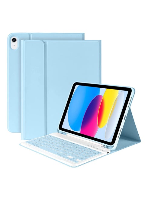 Lightweight Smart Cover with Magnetically Detachable Wireless Keyboard for iPad Air (5th Gen/4th Gen) 10.9 inch Blue
