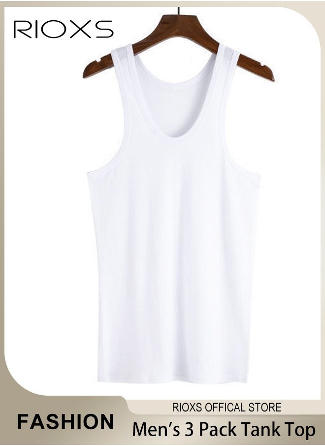 Men's 3 Pack Basic Workout Tank Top Set Athletic Muscle Tops Bodybuilding Quick Dry Sleeveless Vests