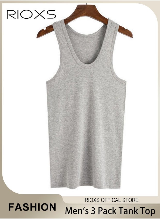 Men's 3 Pack Basic Workout Tank Top Set Athletic Muscle Tops Bodybuilding Quick Dry Sleeveless Vests