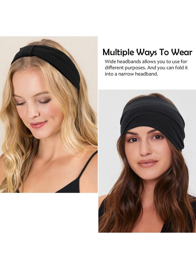 Wecoe - 6 Pack Black Wide Elastic Fashion African Headbands For Women'S Wigs, Head Wraps, Sports, Running, Workout, Yoga, Halloween Hair Accessories - Image 1