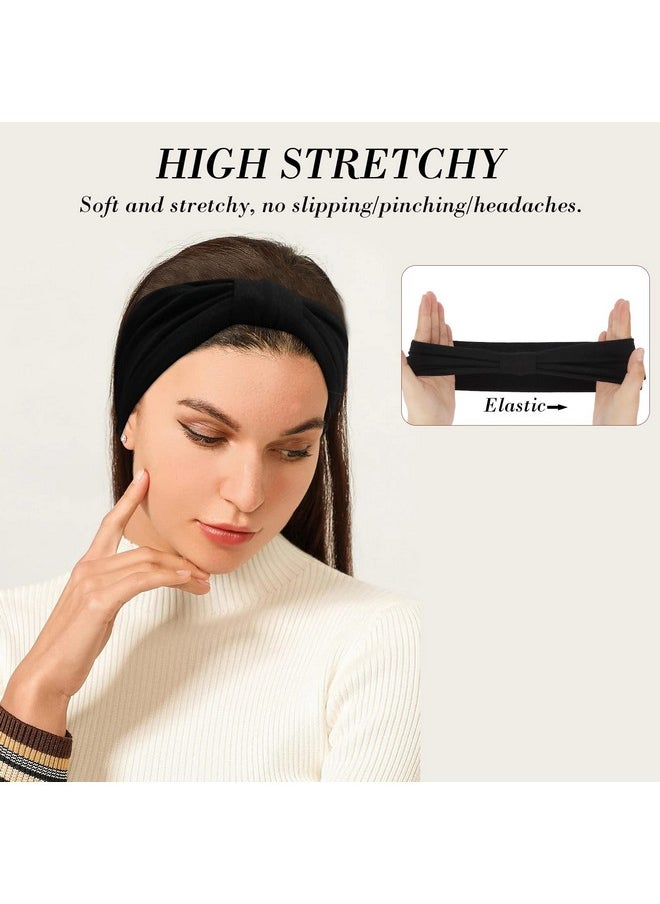 Wecoe - 6 Pack Black Wide Elastic Fashion African Headbands For Women'S Wigs, Head Wraps, Sports, Running, Workout, Yoga, Halloween Hair Accessories - Image 1