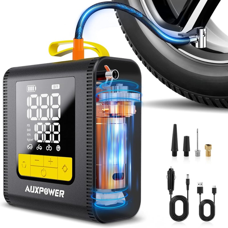 AUXPOWER H4 Portable Tire Inflator - 4000mAh & 150PSI Air Compressor for Car, Motorcycle, Bike, and Ball - Image 1