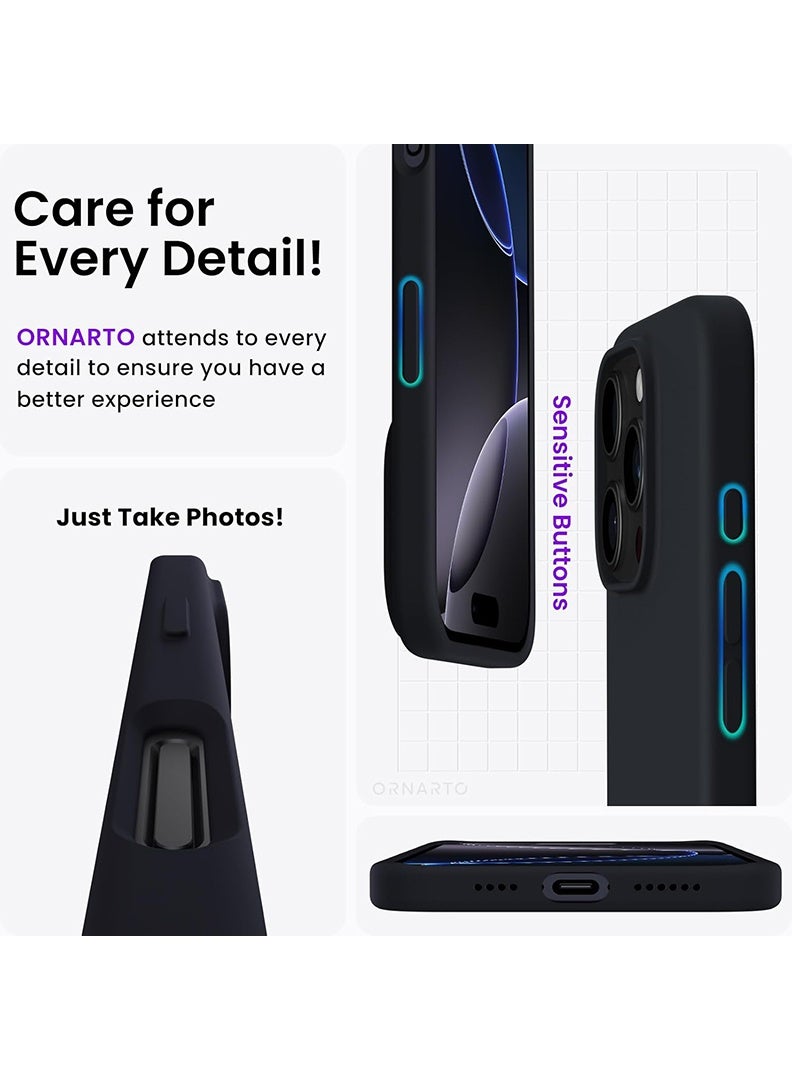 Case Up غطاء سيليكون سائل ناعم متميز لأبل آيفون 16 برو ماكس 2024 - أسود - Image 2