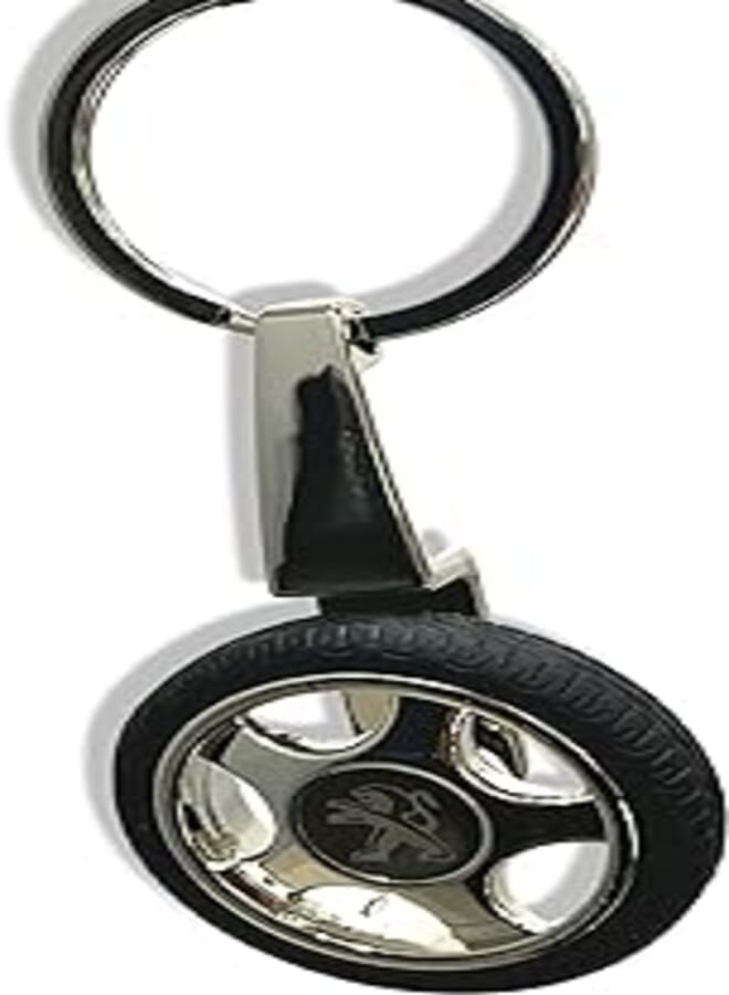 Peugeot in Shape of Moving Tire Keychain