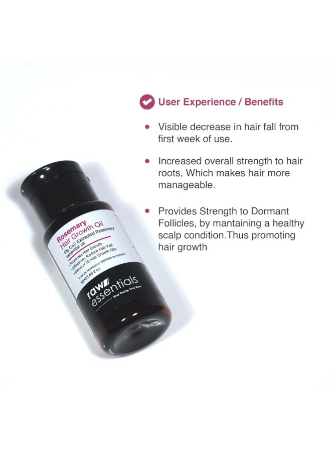 Raw Essentials Rosemary Hair Oil 50ml, Highest Grade Natural Rosemary Oil for Hair Growth, Nourishes and Strengthen Hair & Scalp, Boost Volume, Shine & Thickness. - Image 2
