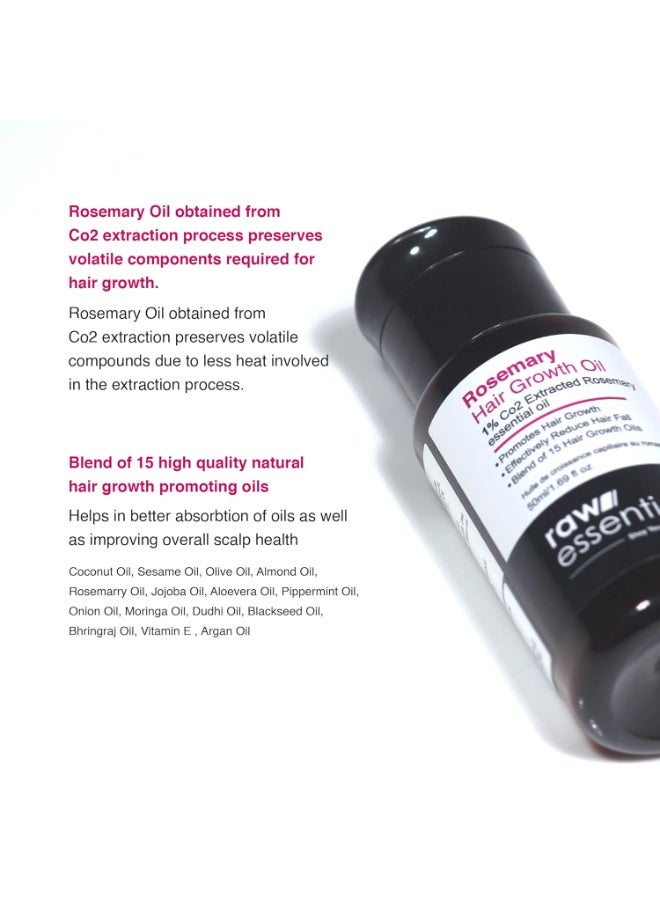 Raw Essentials Rosemary Hair Oil 50ml, Highest Grade Natural Rosemary Oil for Hair Growth, Nourishes and Strengthen Hair & Scalp, Boost Volume, Shine & Thickness. - Image 3