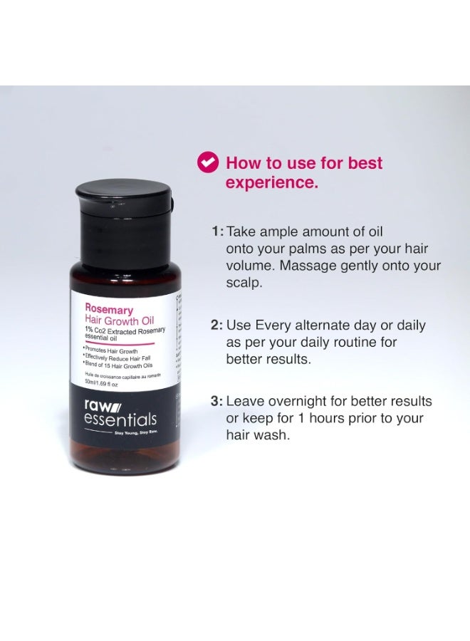 Raw Essentials Rosemary Hair Oil 50ml, Highest Grade Natural Rosemary Oil for Hair Growth, Nourishes and Strengthen Hair & Scalp, Boost Volume, Shine & Thickness. - Image 4