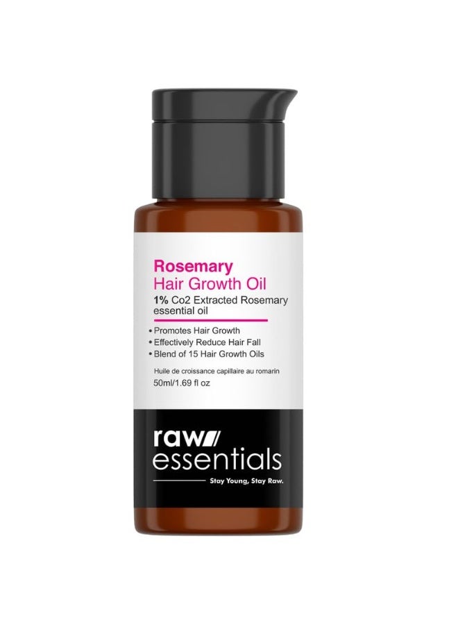 Raw Essentials Rosemary Hair Oil 50ml, Highest Grade Natural Rosemary Oil for Hair Growth, Nourishes and Strengthen Hair & Scalp, Boost Volume, Shine & Thickness. - Image 1