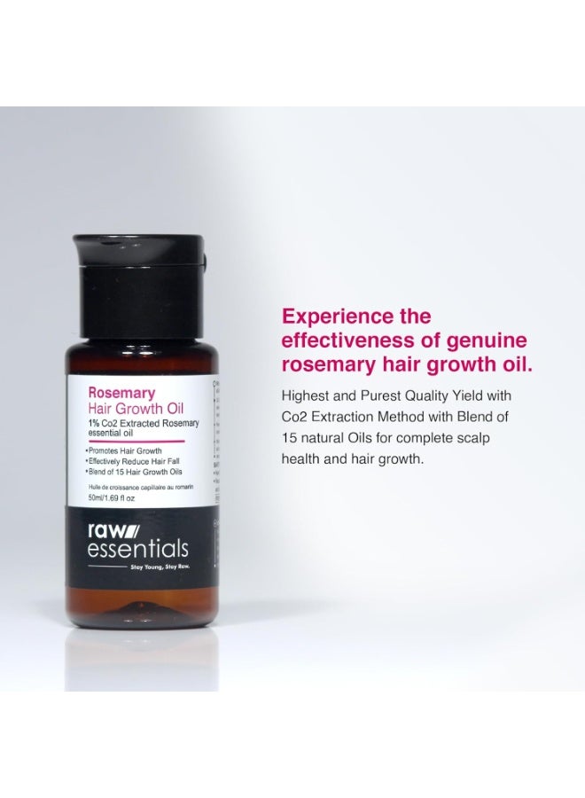 Raw Essentials Rosemary Hair Oil 50ml, Highest Grade Natural Rosemary Oil for Hair Growth, Nourishes and Strengthen Hair & Scalp, Boost Volume, Shine & Thickness. - Image 5
