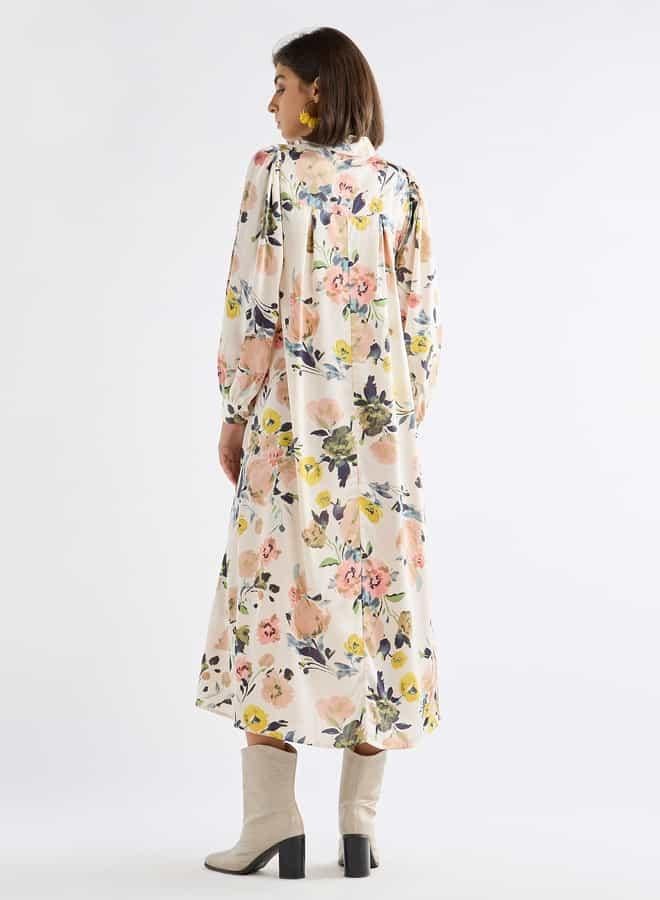 Splash FAV Floral Print Dress with Pussy Bow Neck and Volume Sleeves - Image 4