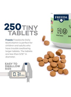 Freedavite Tiny Tablet - Moderate Multivitamin for Men and Women - Pure Vitamin A, C, D, E, B1, B2, B6, B12, Biotin, Calcium, Zinc, Iron, Magnesium, Manganese, Copper, Selenium, Iodine - 250 Count - pzsku/Z8C20469AA48627CFD6ABZ/45/_/1739864737/011a1fea-8339-4f8e-89e5-a59dfd5995e4