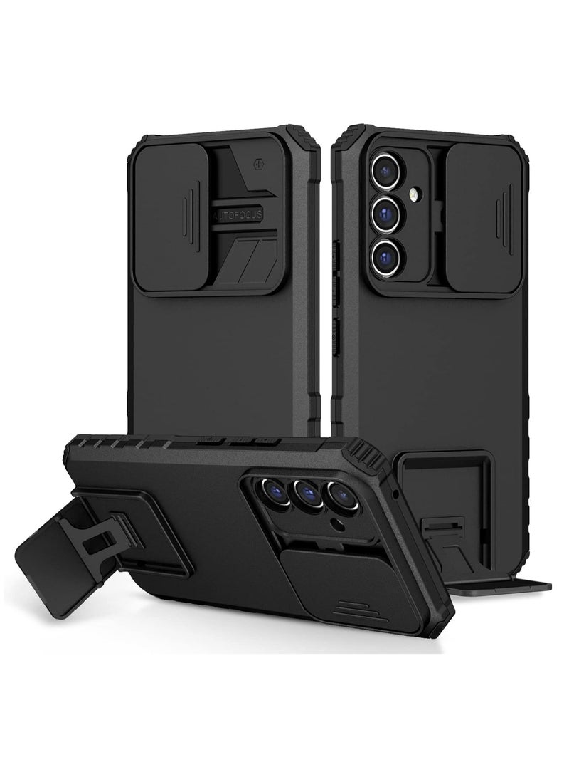 For Samsung Galaxy A16 Case with Slide Camera Cover, Armor Silicone TPU Bumper Tough PC A16 Cover with Kickstand, Shockproof Protective Phone Case  - Image 1