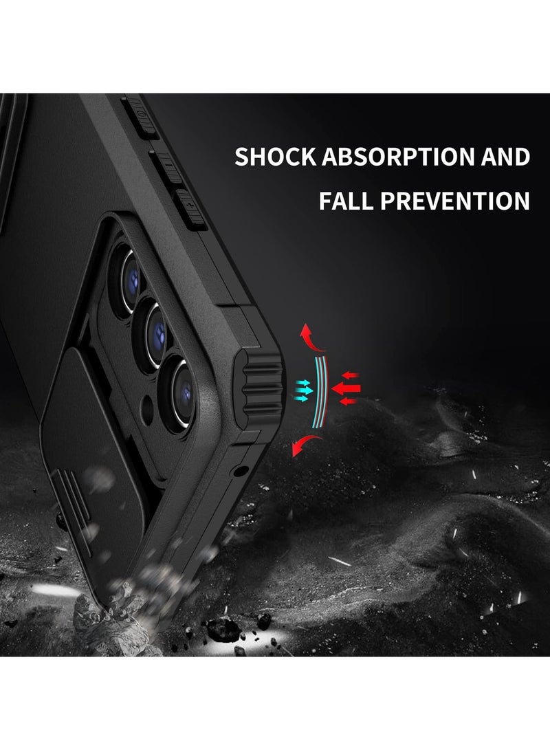 For Samsung Galaxy A16 Case with Slide Camera Cover, Armor Silicone TPU Bumper Tough PC A16 Cover with Kickstand, Shockproof Protective Phone Case  - Image 3