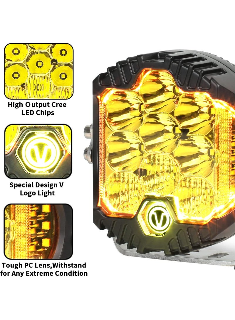 7-Inch 90W Amber Yellow LED Off-Road Light with DRL, 8000LM Waterproof Spot & Flood Combo Driving Work Light for Jeep, ATV, SUV, UTV, Trucks, Pickup, 4x4, F-150 – Pack of 2 - Image 2