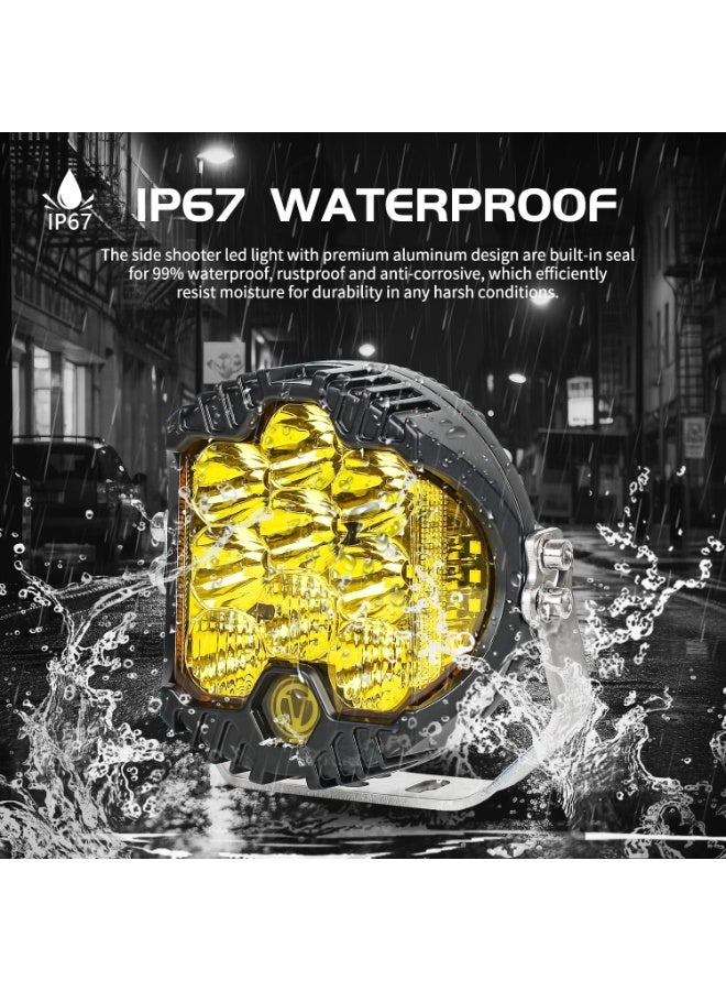 7-Inch 90W Amber Yellow LED Off-Road Light with DRL, 8000LM Waterproof Spot & Flood Combo Driving Work Light for Jeep, ATV, SUV, UTV, Trucks, Pickup, 4x4, F-150 – Pack of 2 - Image 3