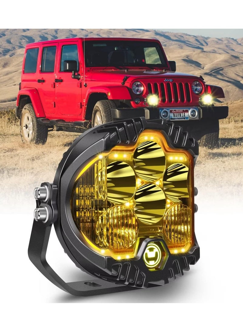 7-Inch 90W Amber Yellow LED Off-Road Light with DRL, 8000LM Waterproof Spot & Flood Combo Driving Work Light for Jeep, ATV, SUV, UTV, Trucks, Pickup, 4x4, F-150 – Pack of 2 - Image 1