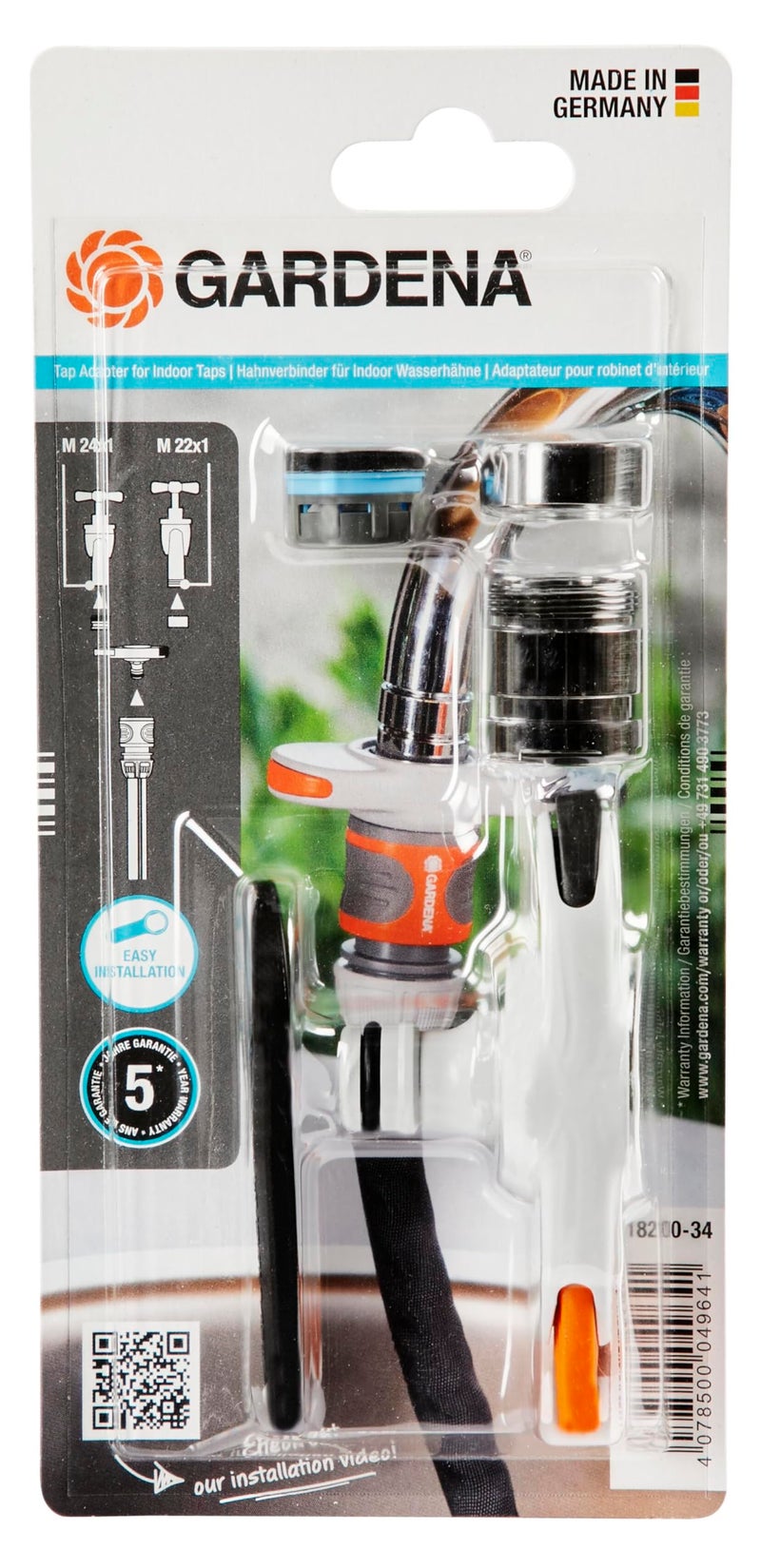 Gardena Tap Connector for Indoor Taps: Connection for Indoor Taps, Including Adapter for Aerator Head, Spanner for Easy Fitting, for Kitchen and Bathroom (18210-20), Multicolour - Image 4