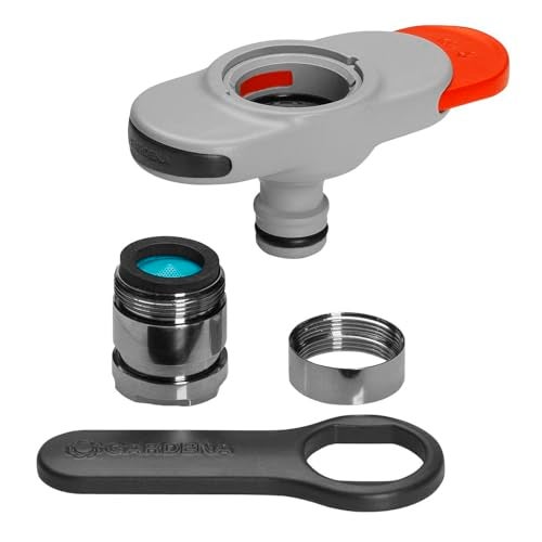Gardena Tap Connector for Indoor Taps: Connection for Indoor Taps, Including Adapter for Aerator Head, Spanner for Easy Fitting, for Kitchen and Bathroom (18210-20), Multicolour - Image 1