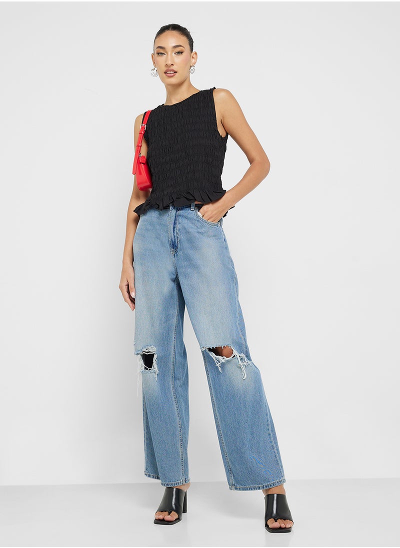 Ginger - Shirred Top With Frill Hem - Image 1