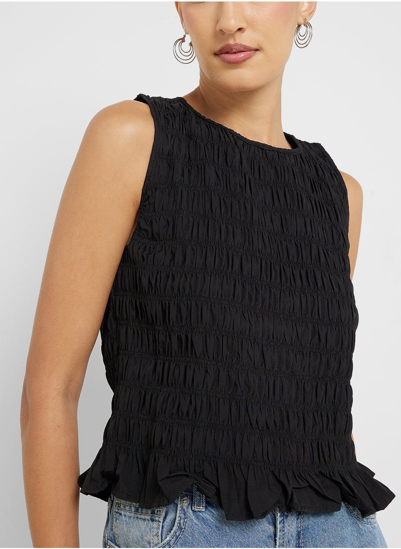 Ginger - Shirred Top With Frill Hem - Image 1