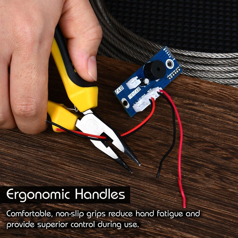 Deli DL103201-3 3 Pcs Mini Pliers Set Including Combination Diagonal & Lose Nose Pliers Heavy Duty High Carbon Steel with Dual Color Handle End Cutting-Pliers For Handcrafts Model Jewelry Making (1Pc) - Image 5