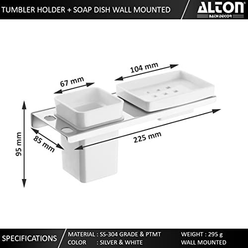 ALTON AQB9223 SS-304 Grade, Soap Dish + Tumbler Holder, Wall Mounted, Silver - Image 2