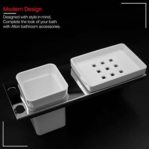 ALTON AQB9223 SS-304 Grade, Soap Dish + Tumbler Holder, Wall Mounted, Silver - Image 3