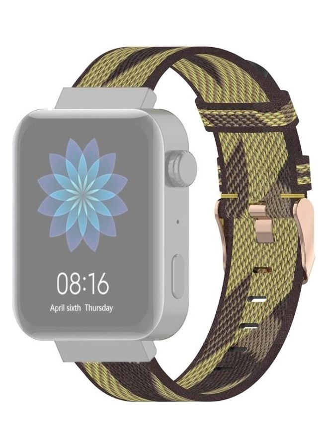 NIBEMINENT Stripe Weave Nylon Wrist Strap Watch Band For Xiaomi Mi Watch/Garmin Vivomove 3S/Vivoactive 4S Yellow - Image 1