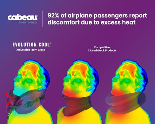 Cabeau Long Haul Flight Cooling Travel Neck Pillow – Evolution Cool – Supportive Memory Foam with Airflow Vents – Compact with Carrying Case (Black) - Image 2