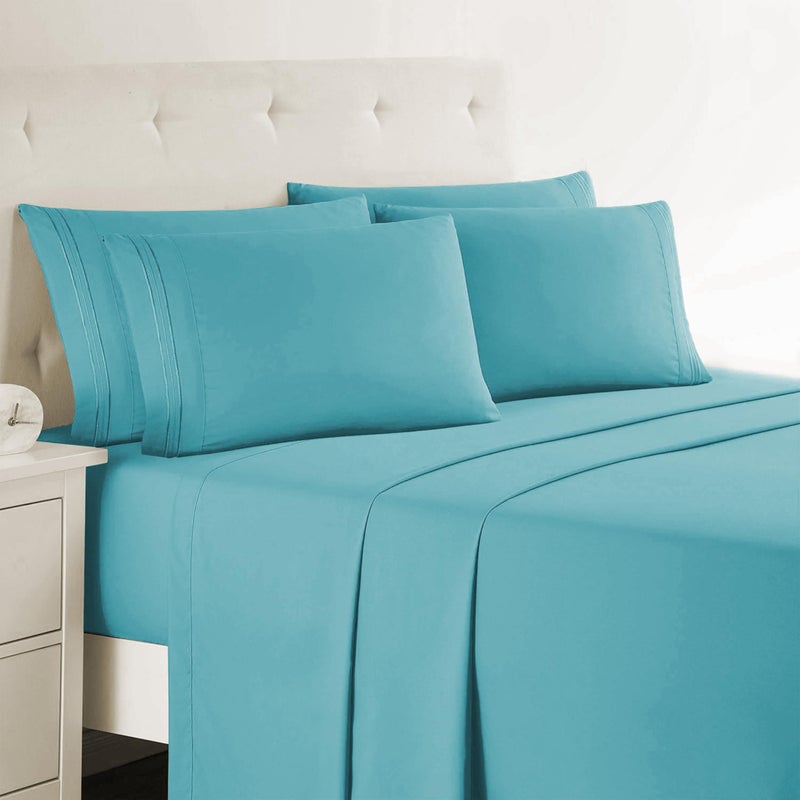 Clara Clark Queen Sheets 6 Piece Set Hotel Luxury Sheets for Queen Size Bed Super Soft Bedding Set Teal