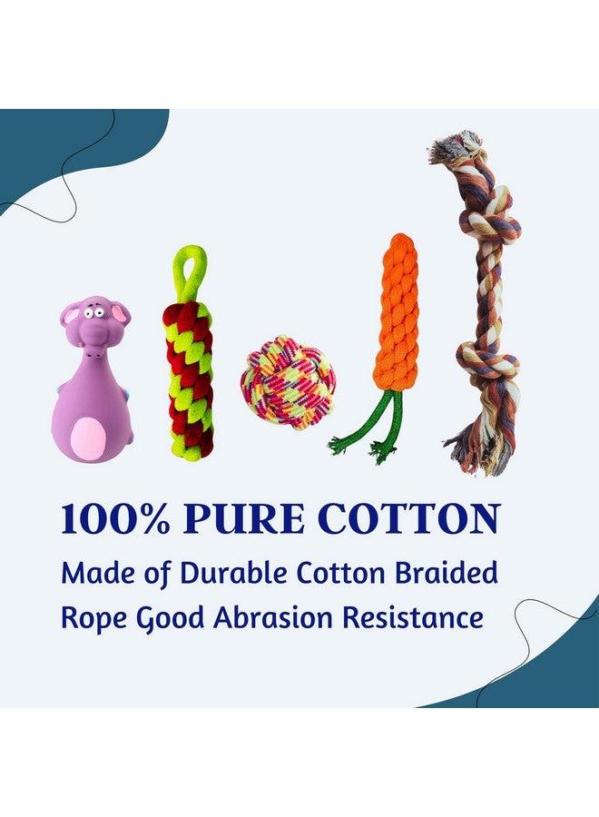 Dog Toys + Dog Chew Toys + Puppy Teething Toys + Rope Dog Toy For Small Dog And Puppies Toy + Dog Toy Combo Pack + Tug Toy + Dog Toy Set + Washable Cotton Rope For Dogs (Pack Of 5) - Image 4