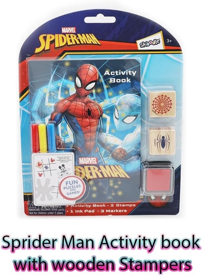 SKOODLE Disney Activity Coloring Book with Stamps & Markers Kids Painting kit Educational Toys for 3-6 Boys & Girls Birthday Gifts School Craft Activities (Spider-Man) - Image 2