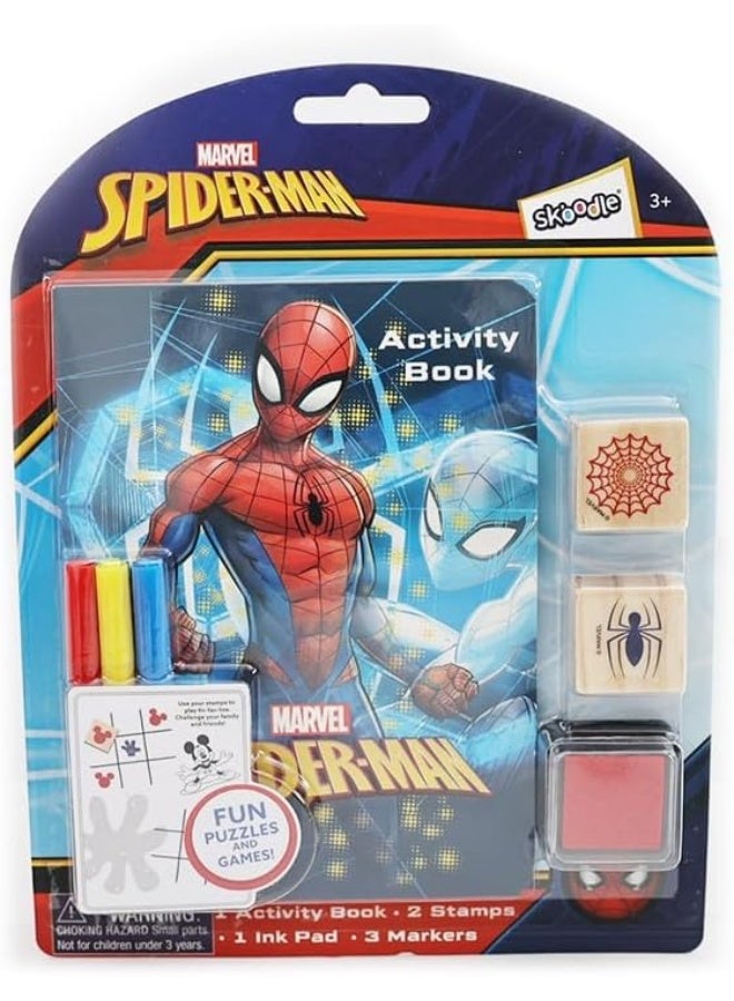 SKOODLE Disney Activity Coloring Book with Stamps & Markers Kids Painting kit Educational Toys for 3-6 Boys & Girls Birthday Gifts School Craft Activities (Spider-Man) - Image 1