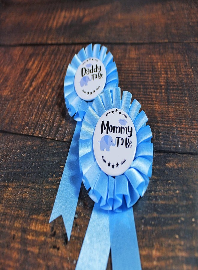 PATICARRY HAPPYLAND Baby Boy Shower Decorations Baby Blue Elephant Tinplate Badge Mommy to Be and Daddy to Be Baby Shower - Image 3