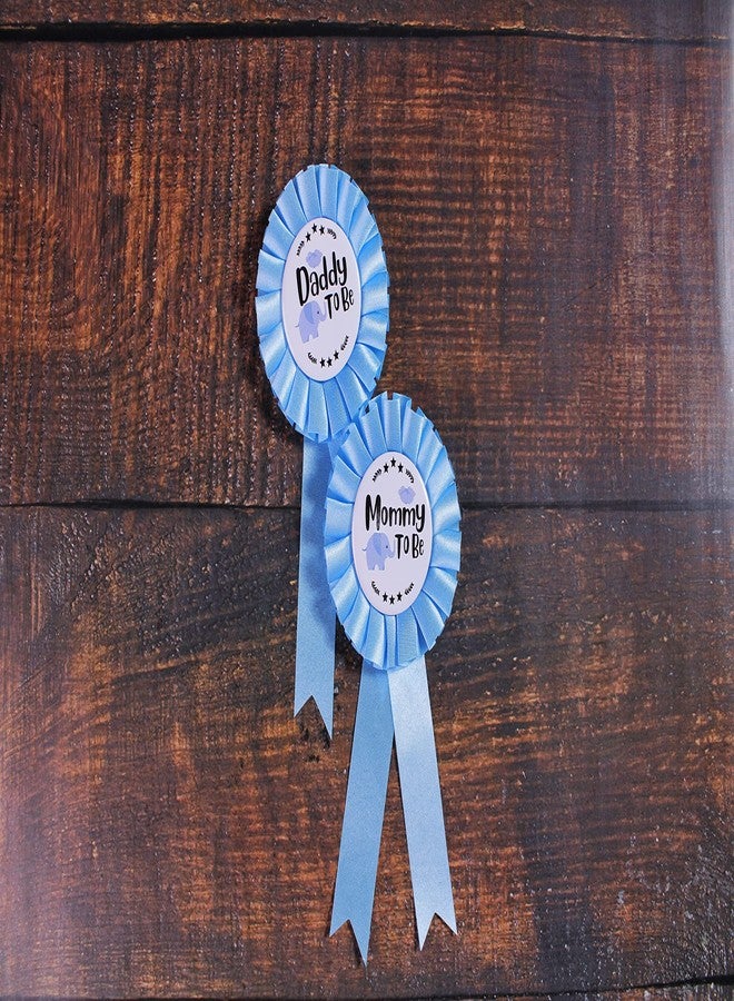 PATICARRY HAPPYLAND Baby Boy Shower Decorations Baby Blue Elephant Tinplate Badge Mommy to Be and Daddy to Be Baby Shower - Image 4