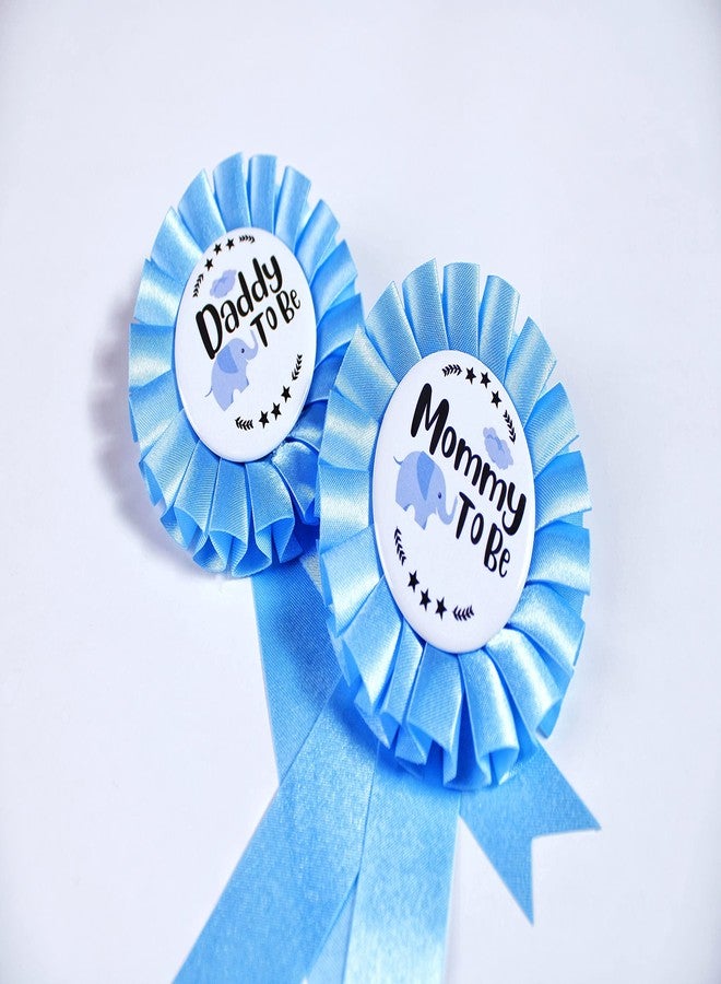 PATICARRY HAPPYLAND Baby Boy Shower Decorations Baby Blue Elephant Tinplate Badge Mommy to Be and Daddy to Be Baby Shower - Image 2
