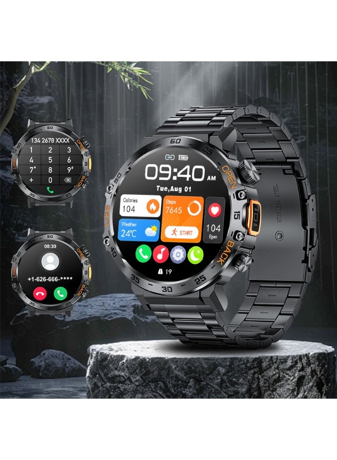 LIGE 1.53'' TFT Full Touch Screen 290 mAh Big Battery Sports Smart watches for Men Bluetooth Call Waterproof with LED Flashlight Function 2 Black Straps - Image 5