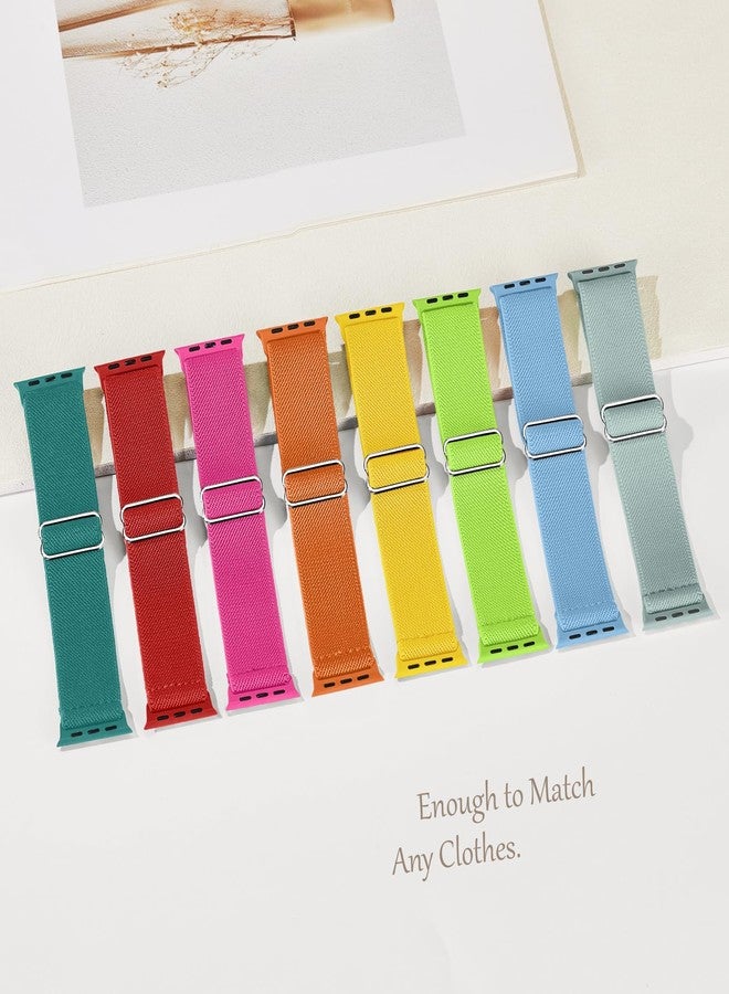 Knossen 8 Pack Stretchy Solo Loop Band Compatible with Apple Watch Bands for Women Men 40mm 38mm 41mm 42mm 44mm 45mm 46mm 49mm, Nylon Braided Elastic Strap for iWatch Series 10 9 8 7 6 SE 5 4 3 Ultra Ultra 2 - Image 5