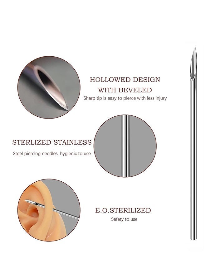 YallaBuy 100PCS Sterile Surgical Steel Piercing Needles, Disposable 12G 13G 15G 16G 18G Body Piercing Needles for Ear, Navel, Eyebrow, Lip, and Nipple Piercing - Image 3