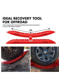 PENG GENERAL Recovery Traction Tracks Mat for 4x4 Off Road Sand Snow Mud Track Tire Ladder Slim Set of 2 Red  - Image 2