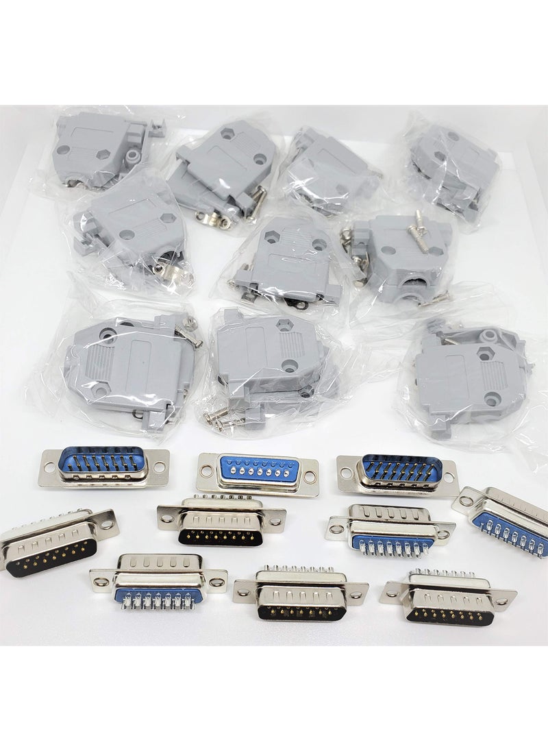 Connectors Pro Pc Accessories  Connectors Pro 10 Sets Solder Type DB15 Male and Plastic Hoods DSub Connector  Hoods 20Pack 10 DB15 Males  10 Hoods 