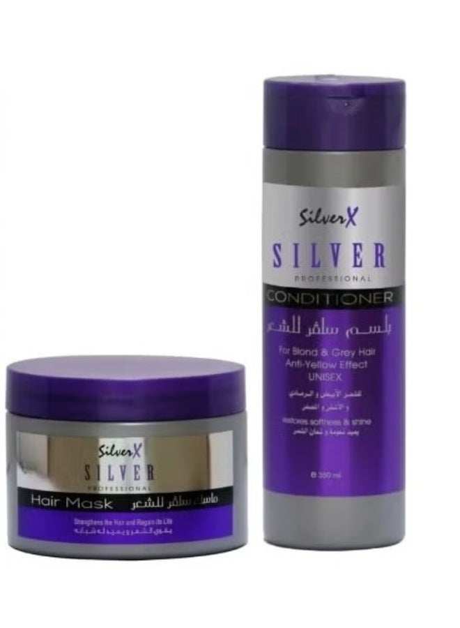 SilverX Silver Professional Hair Conditioner,Hair Mask Set For Anti Yellow Effect - Image 1