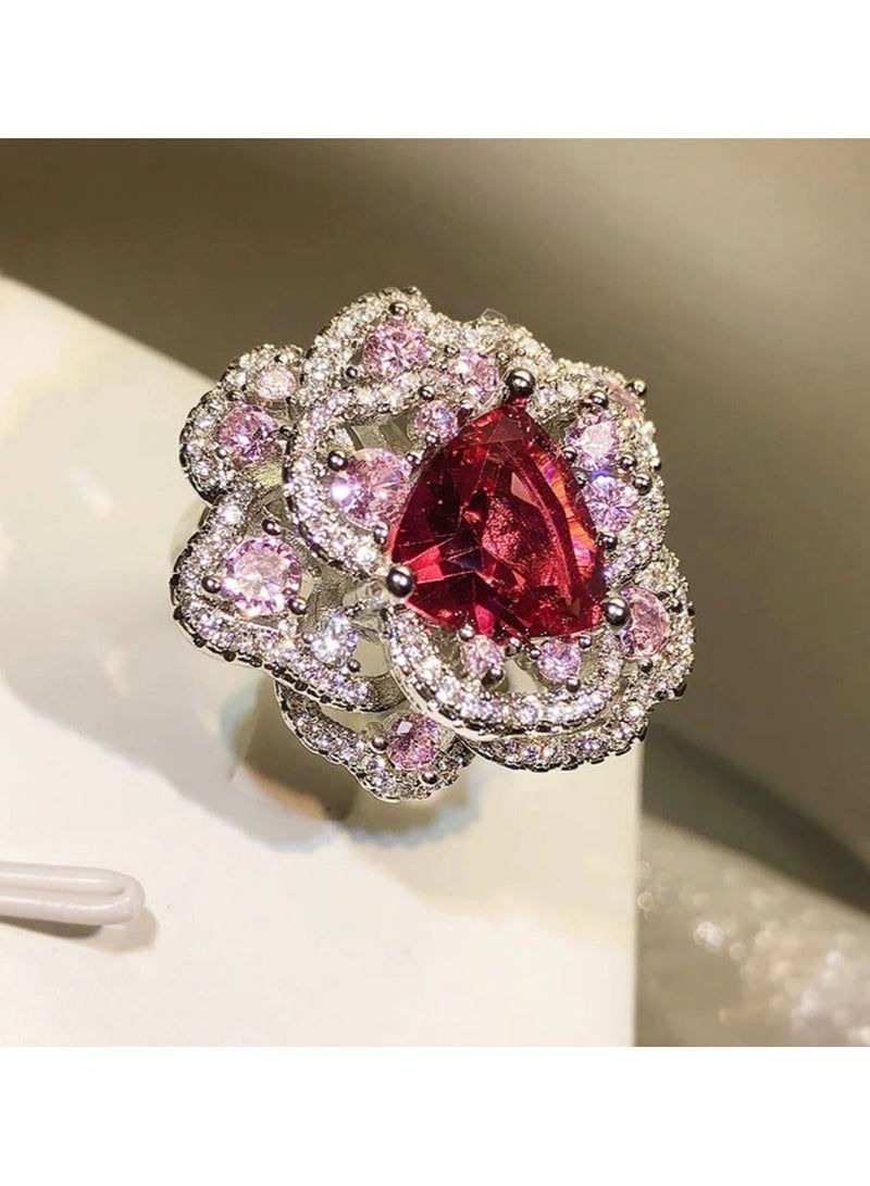 استراتيجية خاتم من الفضة الإسترليني عيار 925 مرصع بحجر الزركون المرصع بالألوان الذهبية - Image 3