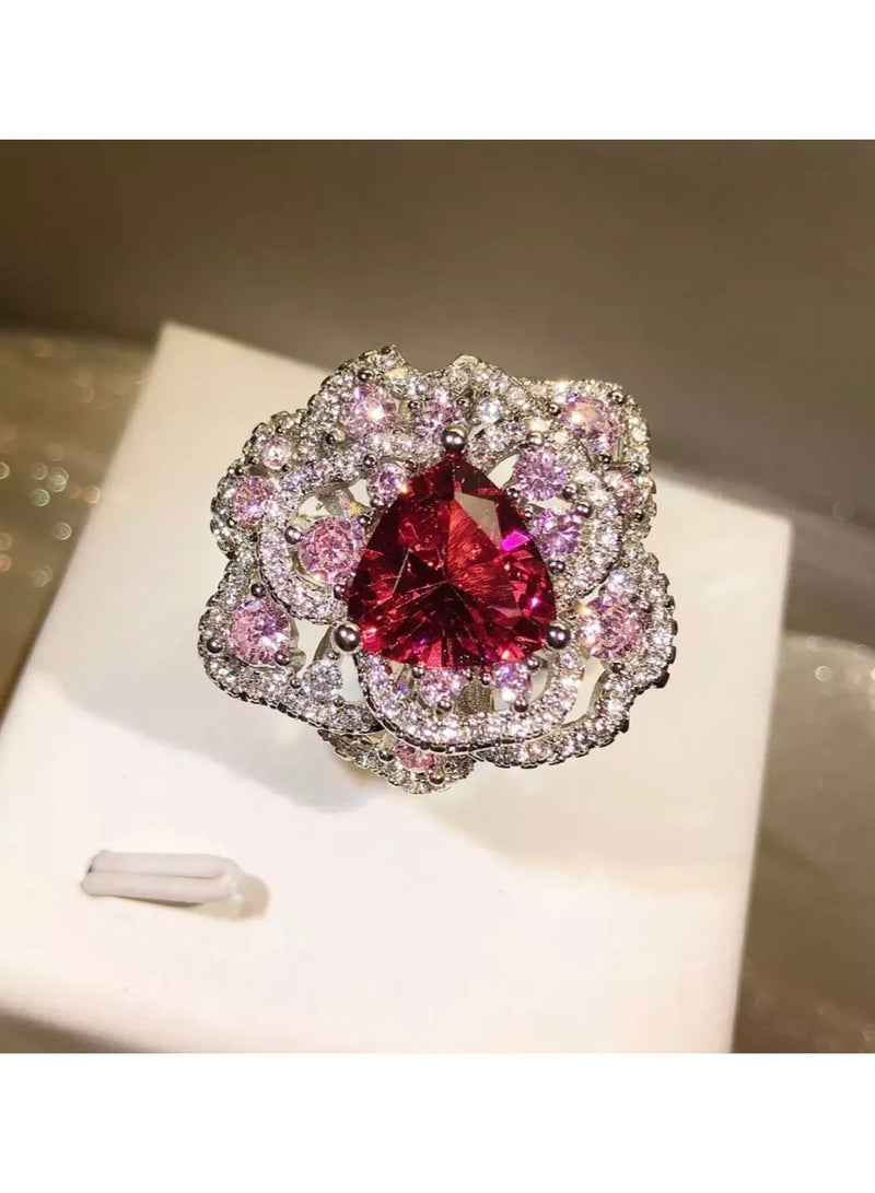 استراتيجية خاتم من الفضة الإسترليني عيار 925 مرصع بحجر الزركون المرصع بالألوان الذهبية - Image 4