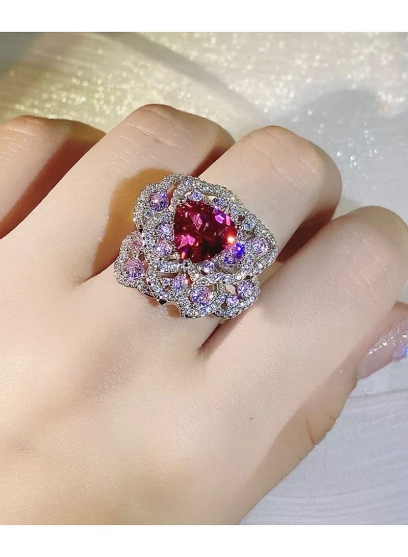 استراتيجية خاتم من الفضة الإسترليني عيار 925 مرصع بحجر الزركون المرصع بالألوان الذهبية - Image 1