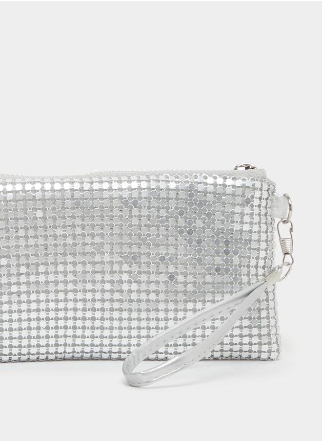 Styli Embellished Clutch with Zip Closure  - Image 3